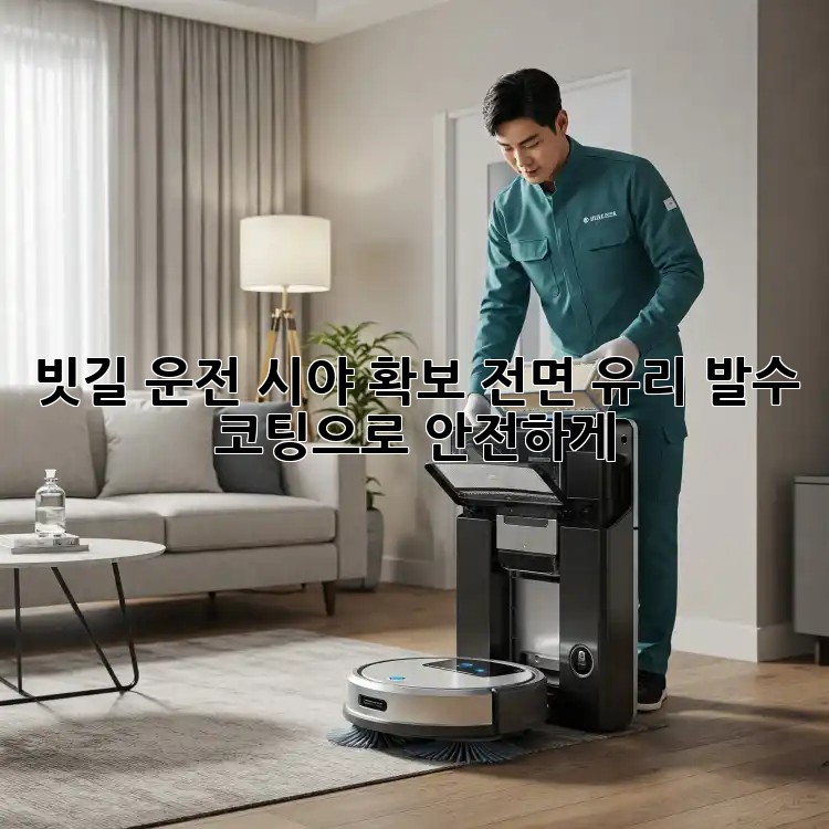 빗길 운전 시야 확보, 전면 유리 발수 코팅으로 안전하게!